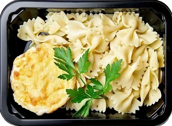 Куриный маффин<br/>Паста фарфелле с базиликом