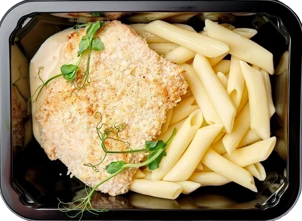 Куриный шницель с медово-горчичным соусом<br/>Паста пенне