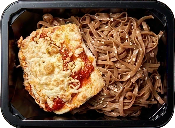 Куриный стейк капрезе<br/>Соба с кунжутом