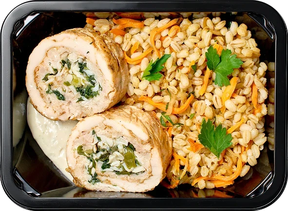 Барли по-купечески<br/>Белковый рулет с луком и шпинатом